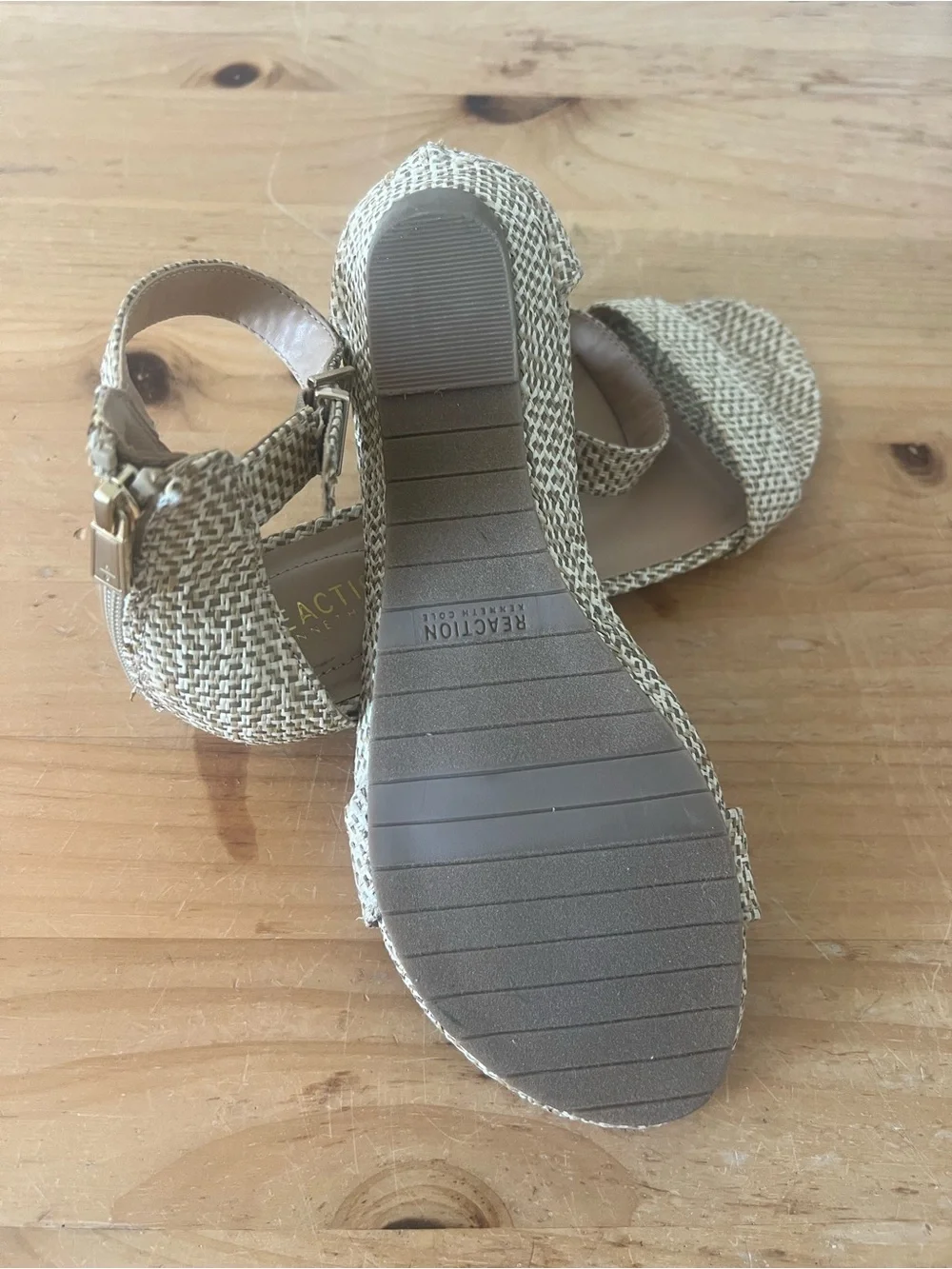 Reaction Kenneth Cole Great Viber Sandals 7.5 Raffia Woven Coastal Boho Flat